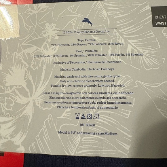 NWT Men’s Tommy Bahama Pajamas Blue / Gray Waffle Lounge Set 2-Piece Medium - Picture 5 of 6